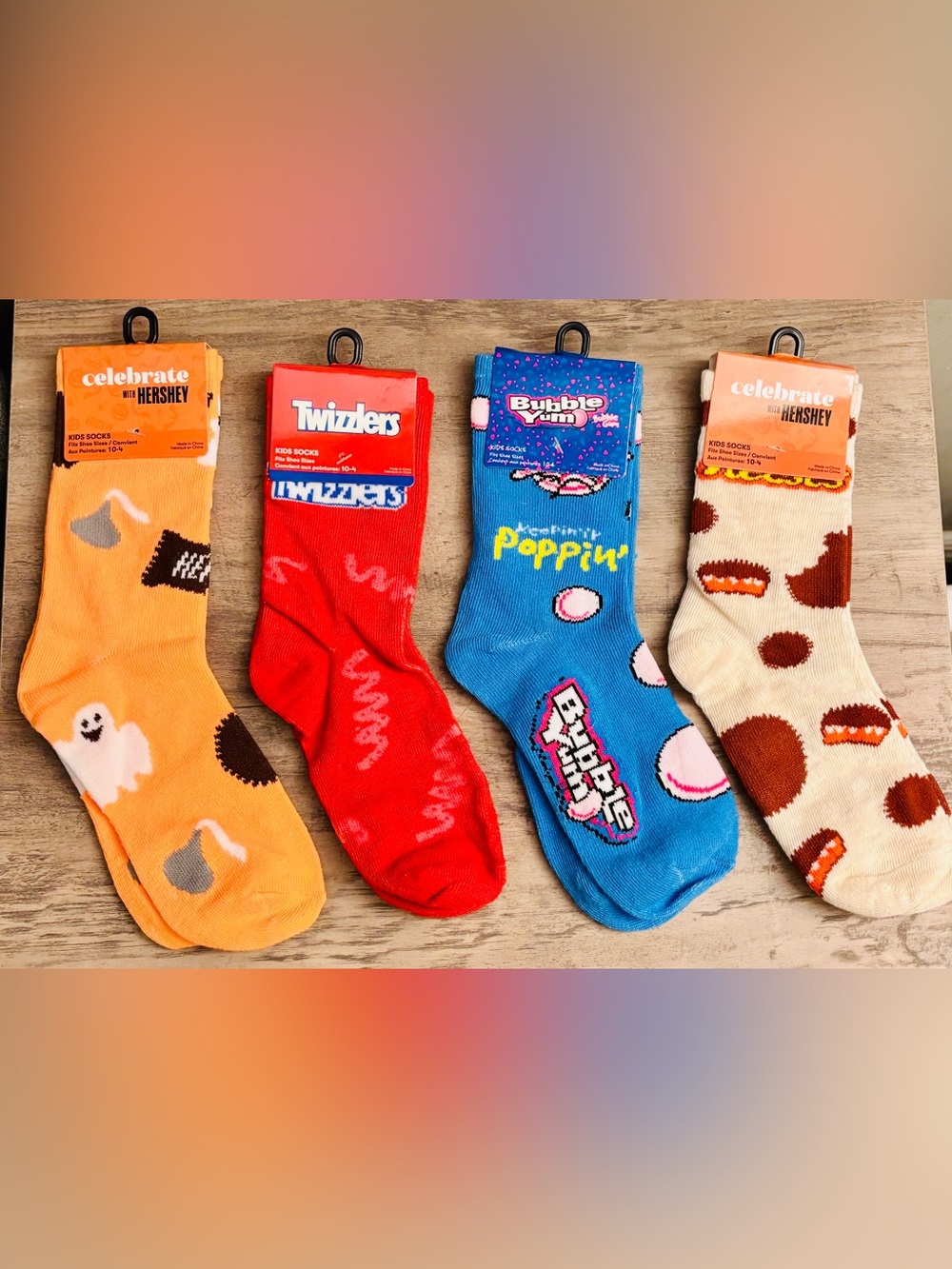 Kids Halloween 🎃 Candy Themed: 4 Pairs of Crew Socks - Boy/Girl Shoe Sizes 10-4